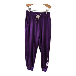 Uncle X Begrenzen Sz Small Drawstring Jogger Pants Shiny Purple Tapered Pull On